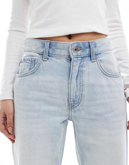 Bershka - Blå jeans med høj talje og vide ben i superlyseblå vask i 90'er-stil, 4 af 5