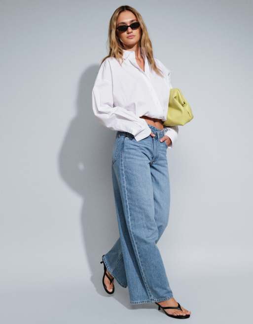 Bershka – Blå jeans med vida ben, 5 av 5