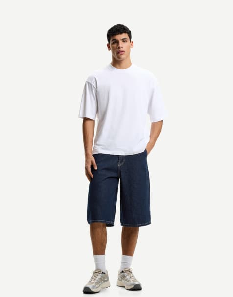 Bershka – Blå jeansshorts i bermudastil och skatermodell - view 1