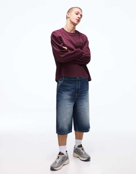 Bershka – Blå jeansshorts i bermudastil och skatermodell - view 1