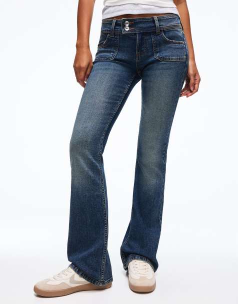 Bershka - Blå lavtaljede bootcut-jeans - view 1