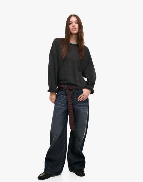 Bershka - Blå løstsiddende lavtaljede jeans - view 1