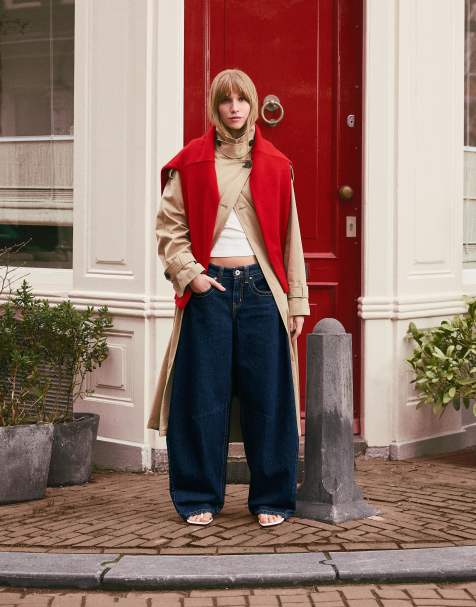 Bershka - Blå løstsiddende og lavtaljede jeans - view 1