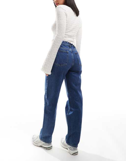 Bershka – Blå mom jeans med bekväm passform, 3 av 5