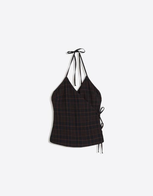 Bershka - Blå overdel med halterneck og krydsende stropdesign, 4 af 4