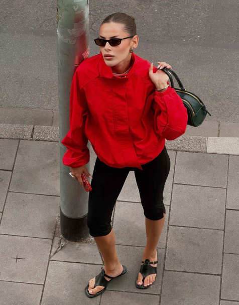 Bershka - Blå oversized jakke med flagermusærmer i nylon - view 1