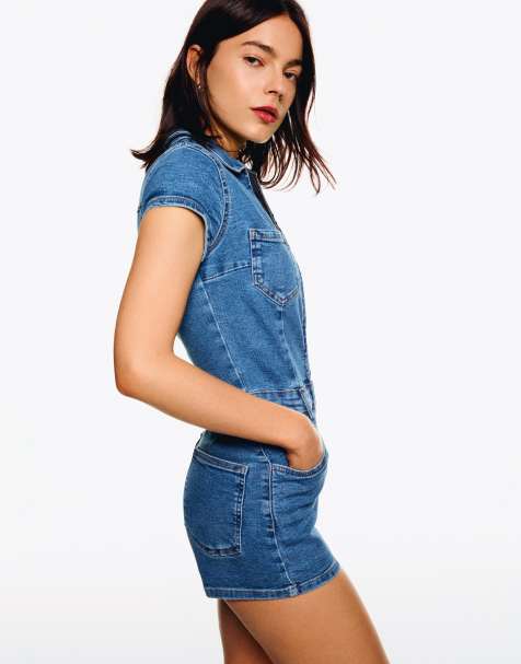 Bershka - Blå playsuit i denim - view 1