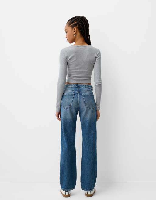 Bershka – Blå, raka jeans, 3 av 4