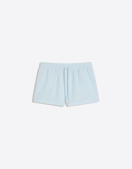 Bershka – Blå, rustika shorts med elastisk midja, 4 av 4