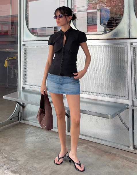 Bershka – Blå skort i denim - view 1