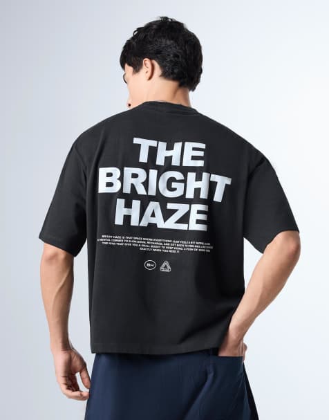Bershka – Blå t-shirt i oversize med tryck och boxig passform - view 1
