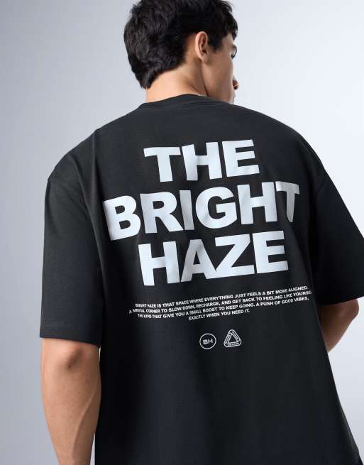 Bershka – Blå t-shirt i oversize med tryck och boxig passform, 4 av 4