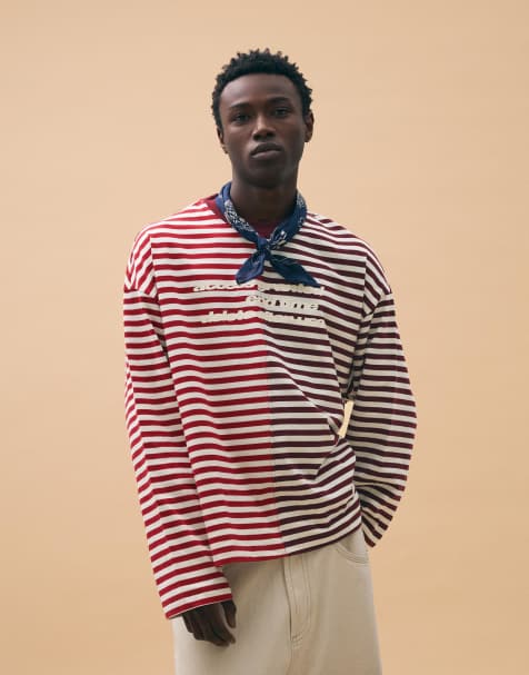 Bershka - Blå T-shirt med lange ærmer og striber - view 1