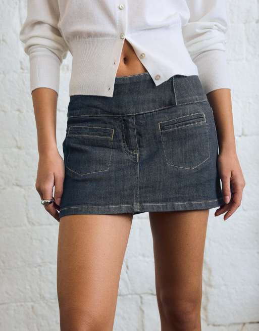 Bershka - Blåt højtaljet skort i denim, 3 af 4
