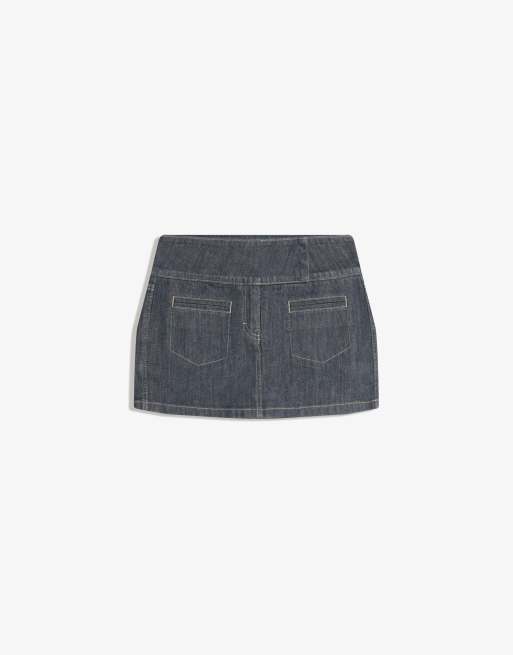Bershka - Blåt højtaljet skort i denim, 4 af 4