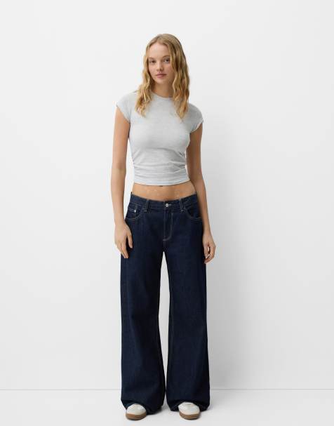 Bershka – Blaue Jeans mit weitem Bein - view 1