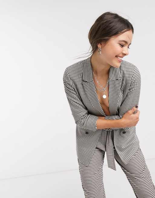 Bershka Blazer carreaux ensemble Noir et blanc