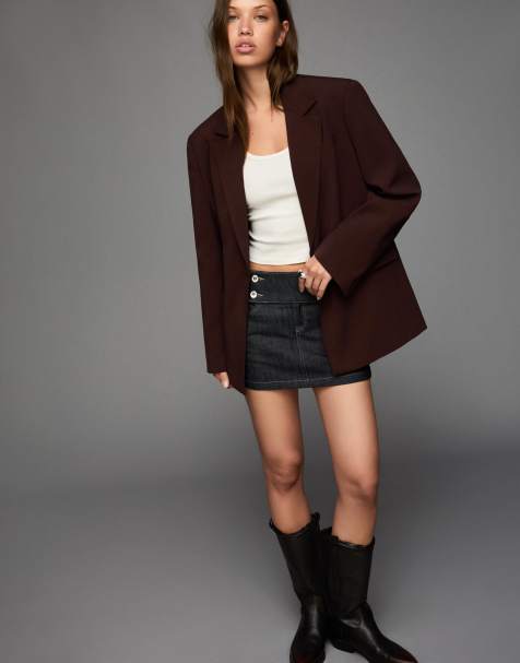 Bershka - Blazer avec bretelles au dos - Marron - view 1