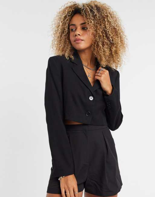 Bershka - Blazer court - Noir