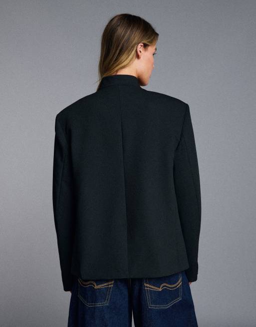 Bershka blazer croisé boutonné noir, 3 de 5