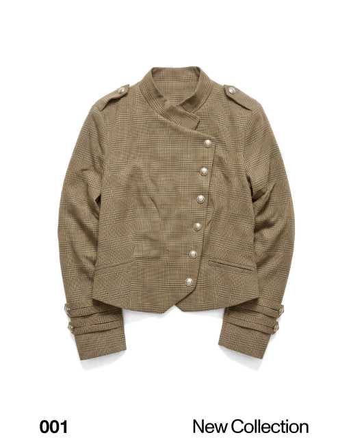 Bershka blazer doppiopetto con bottoni beige, 4 di 5