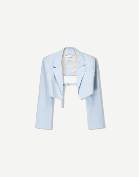 Bershka – Blazer in Hellblau mit extremem Cropped-Schnitt - view 1