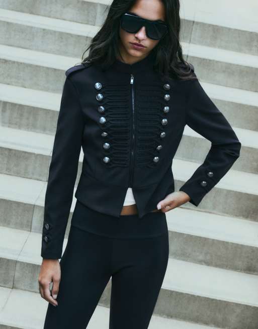 Bershka blazer sartoriale con dettaglio bottoni nero, 1 di 5