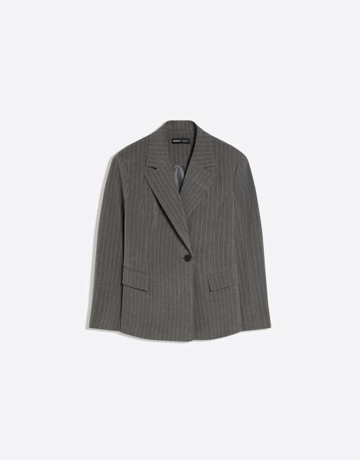 Bershka Blazer with darted back in grey, 5 of 5