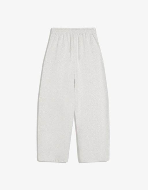 Bershka - Bløde lysegrå barrel-bukser med snører ved buksekanten, 3 af 4