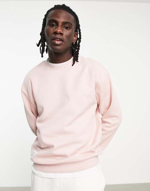 Bershka – Blekrosa sweatshirt av pikématerial i oversize