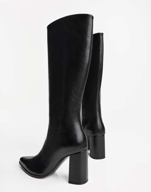 Bershka Block heel boots in black