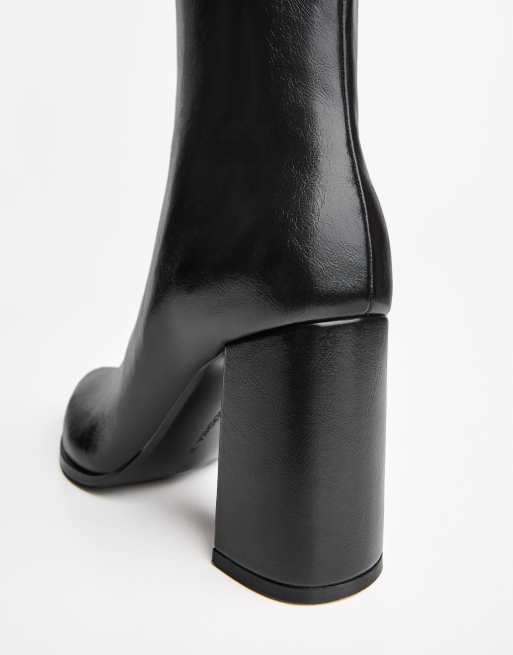 Bershka Block heel boots in black