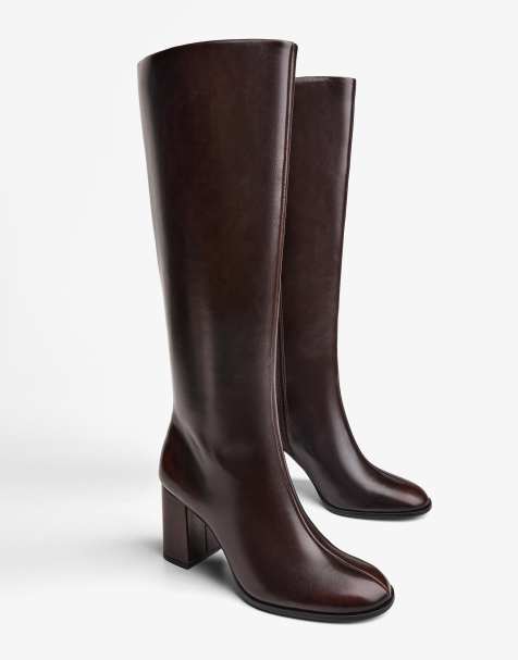 Bershka Block heel boots in brown - view 1