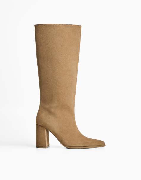 Bershka Block heel boots in sand - view 1