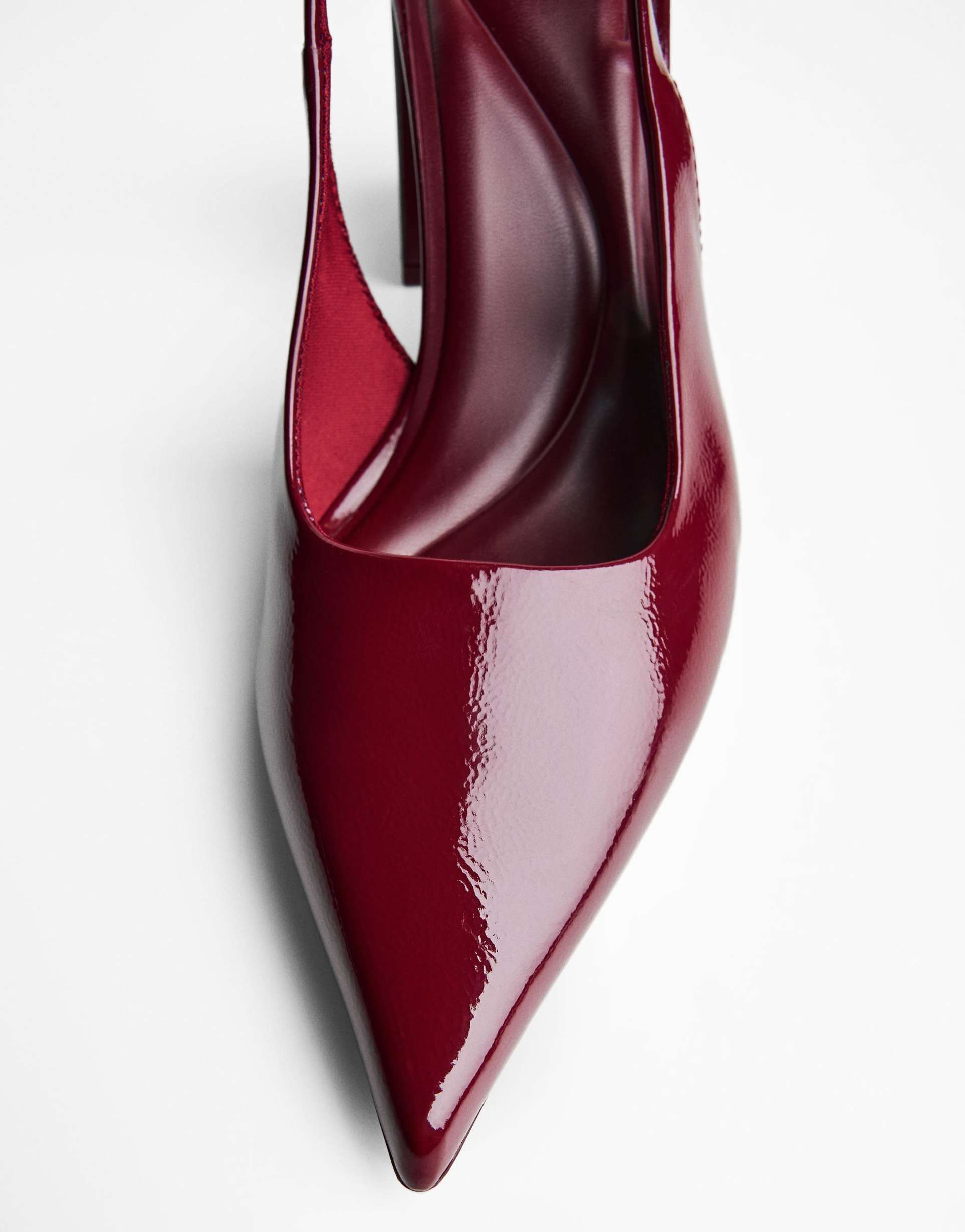 Bershka Block heel slingback shoes in burgundy