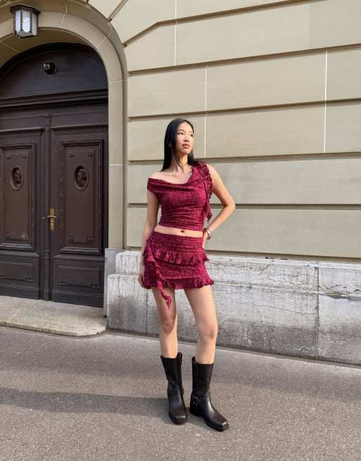 Mini-jupe plissée taille haute | boohoo