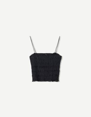 Bershka - Blonde - Trägerloses Oberteil aus Spitze in Schwarz