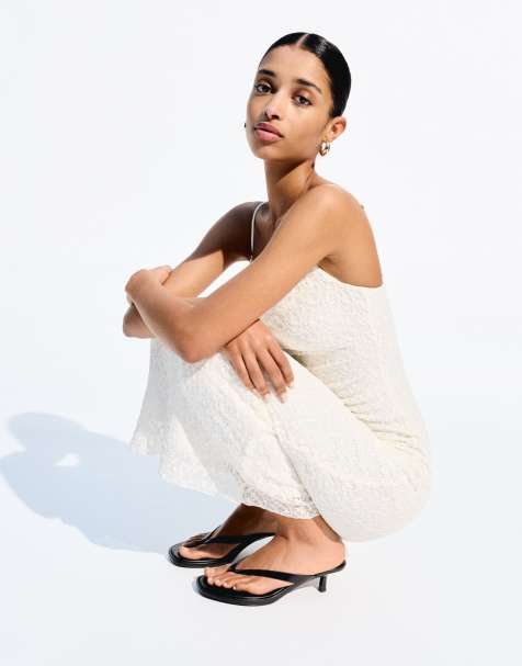 Bershka - Blonde - Vestito midi bianco in pizzo - view 1