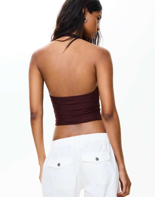 Bershka blondekorset med halterneck i sort, 3 af 5