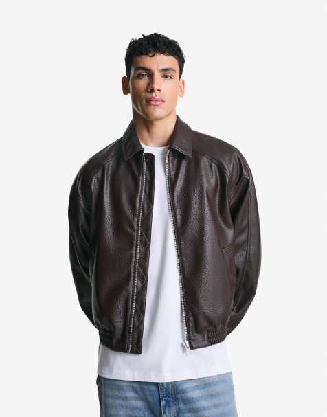 Bershka - Blouson en similicuir - Marron - view 1