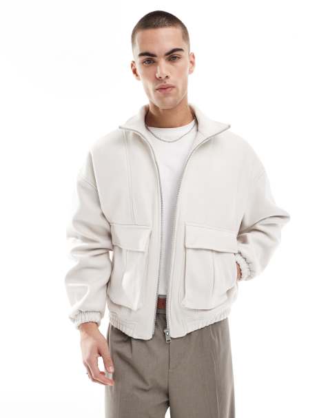 Bershka - Blouson Harrington ajusté - Écru - view 1