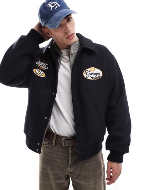 Bershka - Blouson Harrington - Bleu marine - view 1