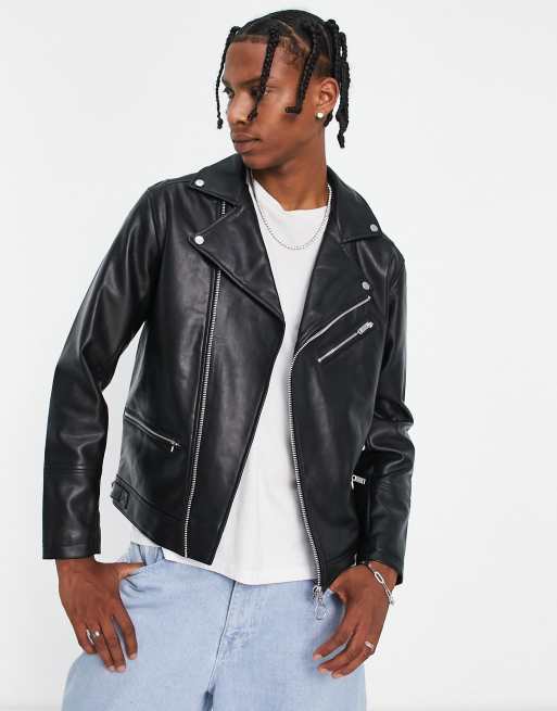 Bershka Blouson style motard en similicuir Noir