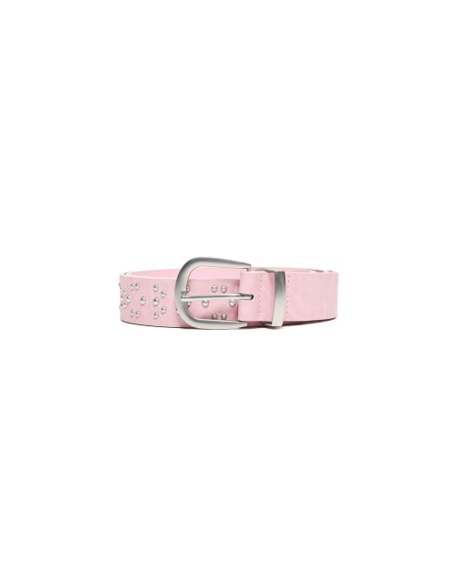 Bershka bælte med nitter i pastelrosa, 4 af 4