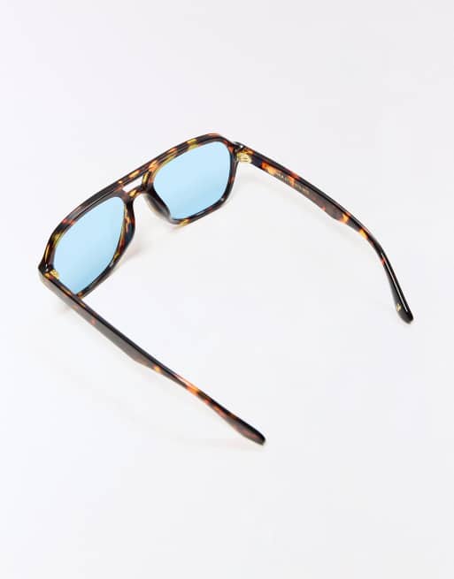Bershka Blue lens sunglasses in denim blue, 3 of 3