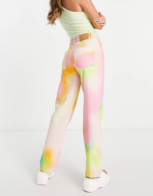 Pantaloni tie clearance dye bershka