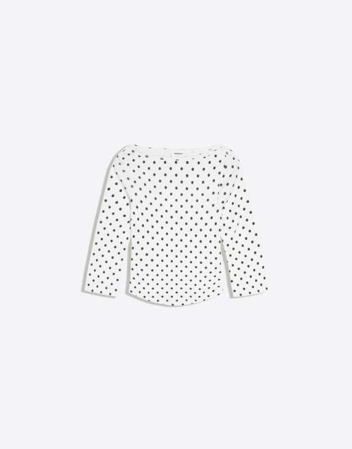 Bershka Boat neck long-sleeve t-shirt in black&white, 5 of 5