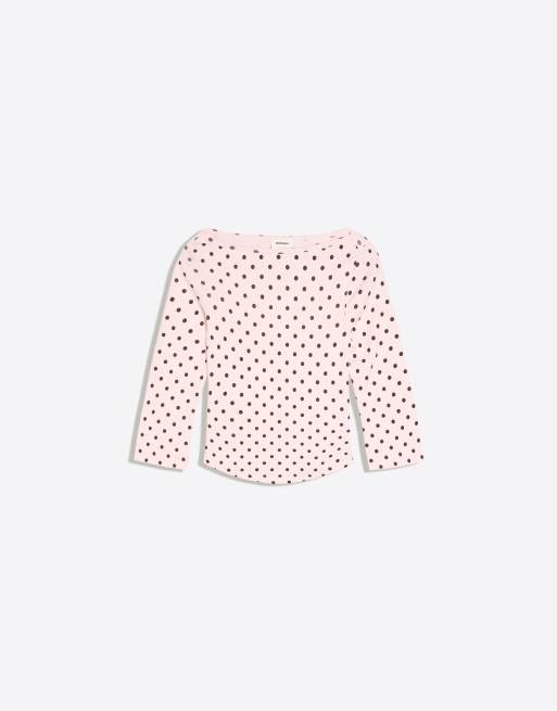 Bershka Boat neck long-sleeve t-shirt in pink, 5 of 5