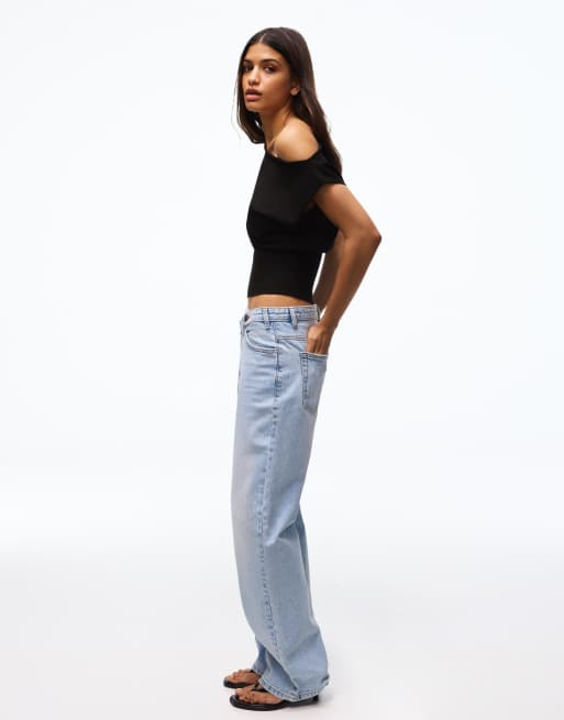 Bershka Boat neck top in black, 4 of 5