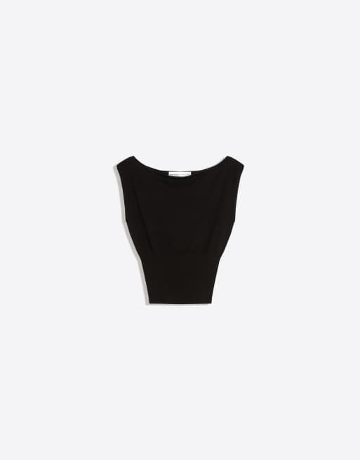 Bershka Boat neck top in black, 5 of 5